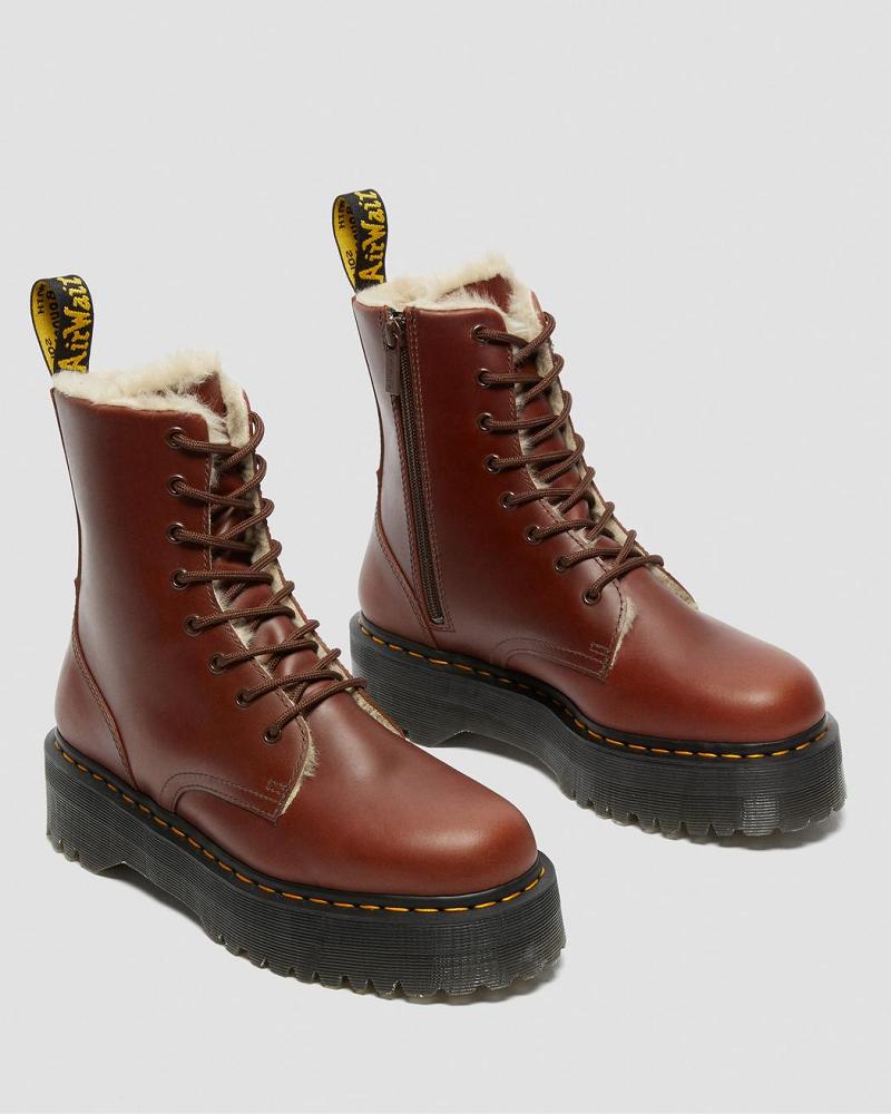 Brown Men's Dr Martens Jadon Faux Fur Lined Winter Boots | CA 576OKI